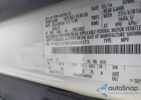 2016 Ford Transit-150 Xl z USA, uszkodzony, nr VIN 1FMZK1ZM6GKB29173